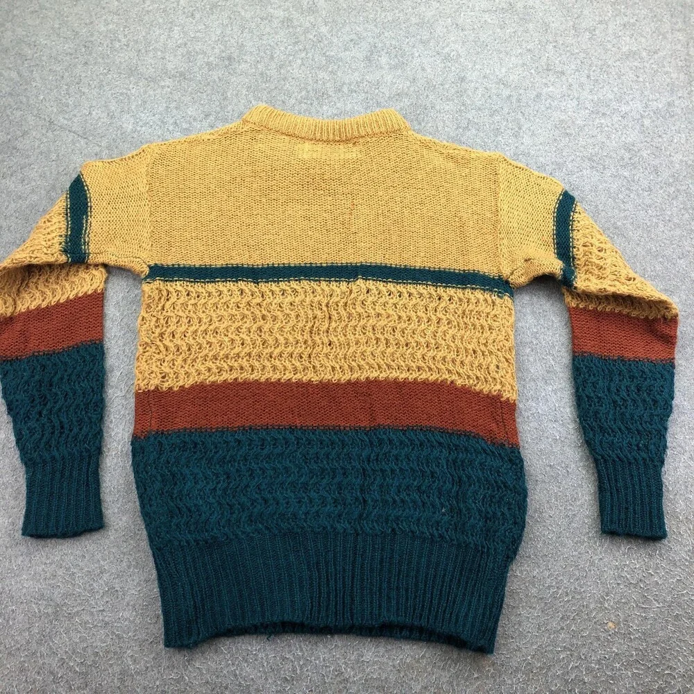 Vintage Berries Sweater Mens Large Multicolor Striped Knit Crewneck Heavyweight